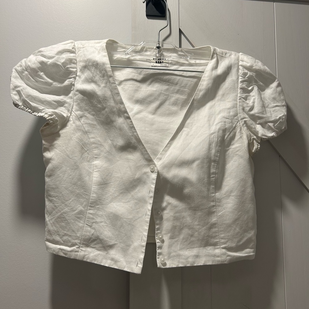 Sunday Best White Puff Sleeve Crop Top